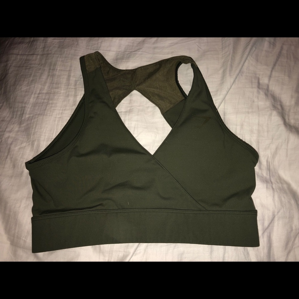 Olive green Nikki Blackketter sports bra